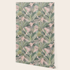 Bali  Pink Jungle Watercolour Palm and Monstera Leaves  Wallpaper Gallery Image 2
