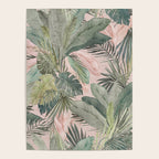 Bali  Pink Jungle Watercolour Palm and Monstera Leaves  Poster Gallery Image 4