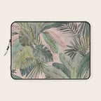 Bali  Pink Jungle Watercolour Palm and Monstera Leaves  Laptop Sleeve Gallery Image 1