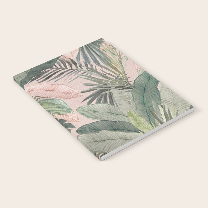 Bali  Pink Jungle Watercolour Palm and Monstera Leaves  Notebook Gallery Image 2