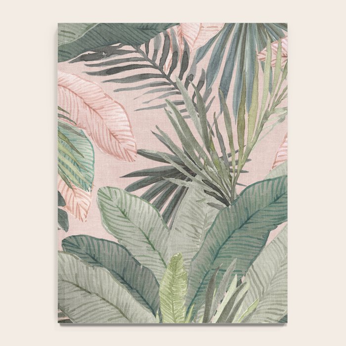 Bali  Pink Jungle Watercolour Palm and Monstera Leaves  Notebook Gallery Image 4