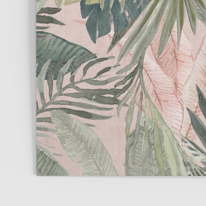 Bali  Pink Jungle Watercolour Palm and Monstera Leaves  Poster Gallery Image 3