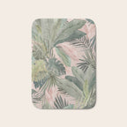 Bali  Pink Jungle Watercolour Palm and Monstera Leaves  Bath Mat Gallery Image 1
