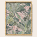 Bali  Pink Jungle Watercolour Palm and Monstera Leaves  Serving Tray Gallery Image 1