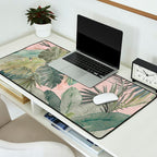 Bali  Pink Jungle Watercolour Palm and Monstera Leaves  Desk Mat Gallery Image 2