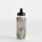 Bali  Pink Jungle Watercolour Palm and Monstera Leaves  Water Bottle Gallery Image 2