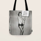 Not Your Bitch, Black and White Vintage Art Tote Bag Gallery Image 1