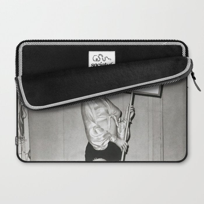 Not Your Bitch, Black and White Vintage Art Laptop Sleeve Gallery Image 2