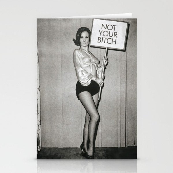 Not Your Bitch, Black and White Vintage Art Stationery Card Gallery Image 2