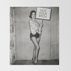 Not Your Bitch, Black and White Vintage Art Throw Blanket Gallery Image 2