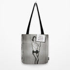 Not Your Bitch, Black and White Vintage Art Tote Bag Gallery Image 2