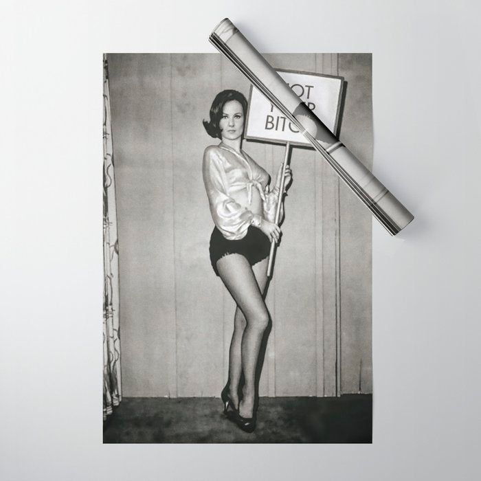 Not Your Bitch, Black and White Vintage Art Wrapping Paper Gallery Image 1