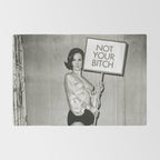 Not Your Bitch, Black and White Vintage Art Rug Gallery Image 2