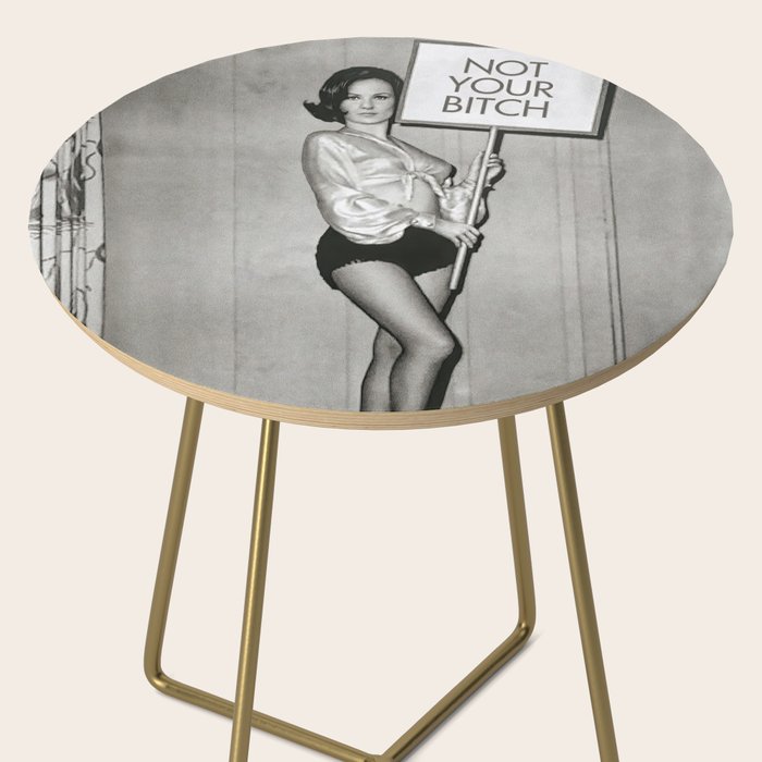 Not Your Bitch, Black and White Vintage Art Side Table Gallery Image 2