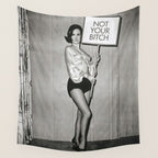 Not Your Bitch, Black and White Vintage Art Wall Tapestry Gallery Image 4
