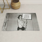 Not Your Bitch, Black and White Vintage Art Rug Gallery Image 1