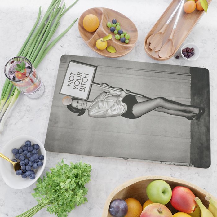 Not Your Bitch, Black and White Vintage Art Cutting Board Gallery Image 2