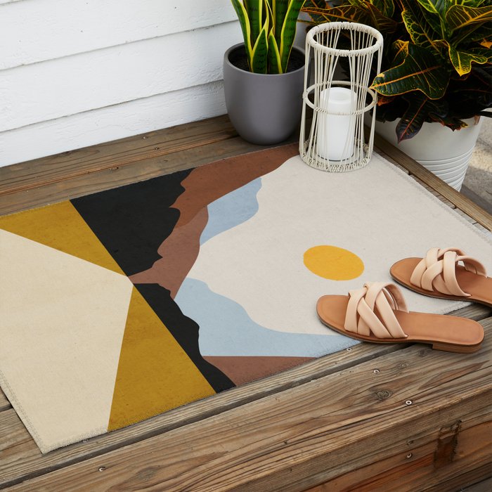 Minimal Art Landscape 9 Outdoor Rug Gallery Image 2