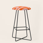 Mid Century Modern Piquet Minimalist Retro Abstract Pattern in Contemporary Orange and Pink Stool Gallery Image 1
