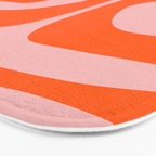 Mid Century Modern Piquet Minimalist Retro Abstract Pattern in Contemporary Orange and Pink Bath Mat Gallery Image 3