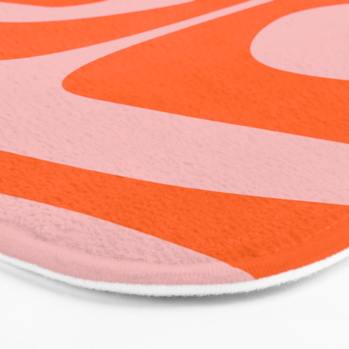 Mid Century Modern Piquet Minimalist Retro Abstract Pattern in Contemporary Orange and Pink Bath Mat Gallery Image 3