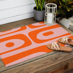 Mid Century Modern Piquet Minimalist Retro Abstract Pattern in Contemporary Orange and Pink Outdoor Rug Gallery Image 2