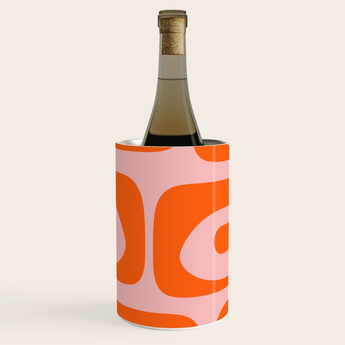 Mid Century Modern Piquet Minimalist Retro Abstract Pattern in Contemporary Orange and Pink Wine Chiller Gallery Image 1