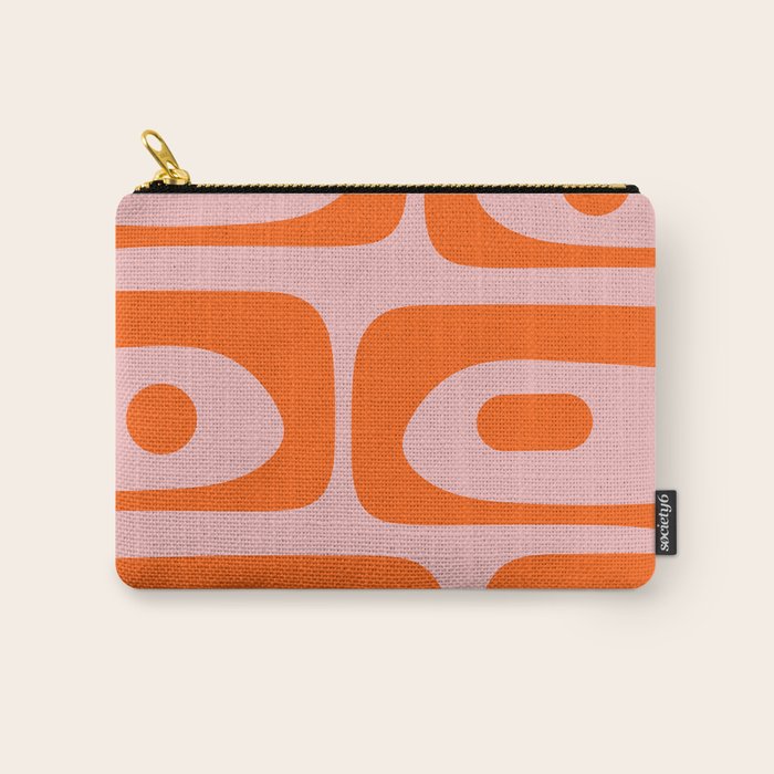 Mid Century Modern Piquet Minimalist Retro Abstract Pattern in Contemporary Orange and Pink Carry All Pouch Gallery Image 1