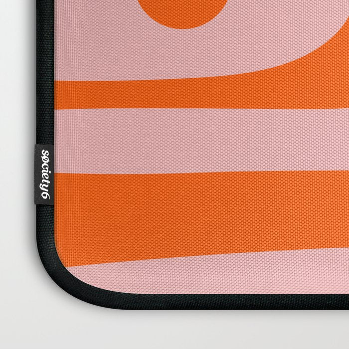 Mid Century Modern Piquet Minimalist Retro Abstract Pattern in Contemporary Orange and Pink Laptop Sleeve Gallery Image 3
