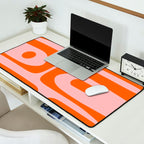 Mid Century Modern Piquet Minimalist Retro Abstract Pattern in Contemporary Orange and Pink Desk Mat Gallery Image 2