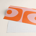 Mid Century Modern Piquet Minimalist Retro Abstract Pattern in Contemporary Orange and Pink Wrapping Paper Gallery Image 2