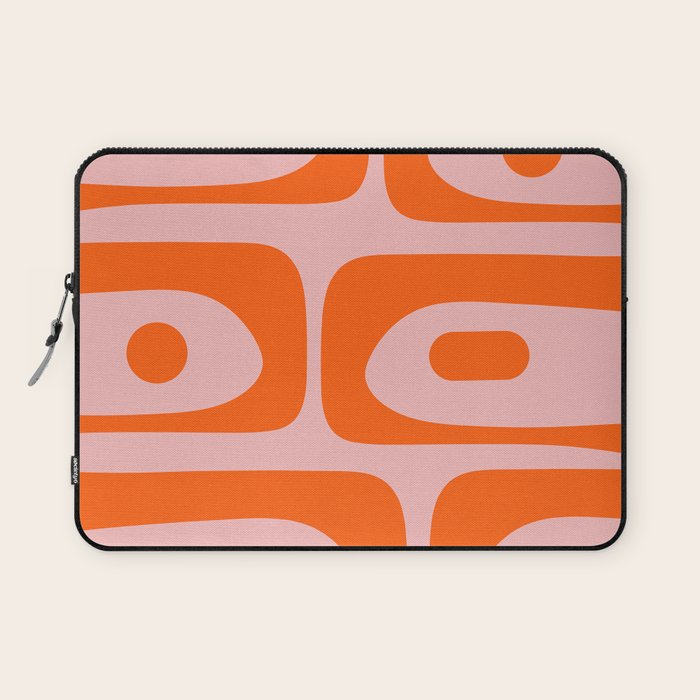 Mid Century Modern Piquet Minimalist Retro Abstract Pattern in Contemporary Orange and Pink Laptop Sleeve Gallery Image 1