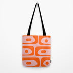 Mid Century Modern Piquet Minimalist Retro Abstract Pattern in Contemporary Orange and Pink Tote Bag Gallery Image 2