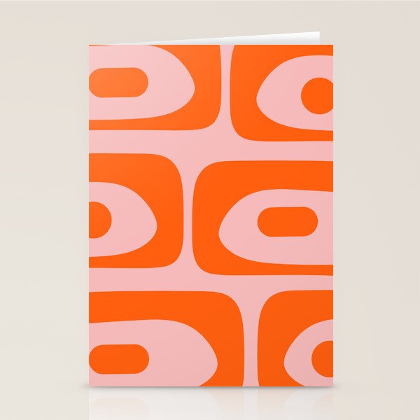 Mid Century Modern Piquet Minimalist Retro Abstract Pattern in Contemporary Orange and Pink Stationery Card Gallery Image 2