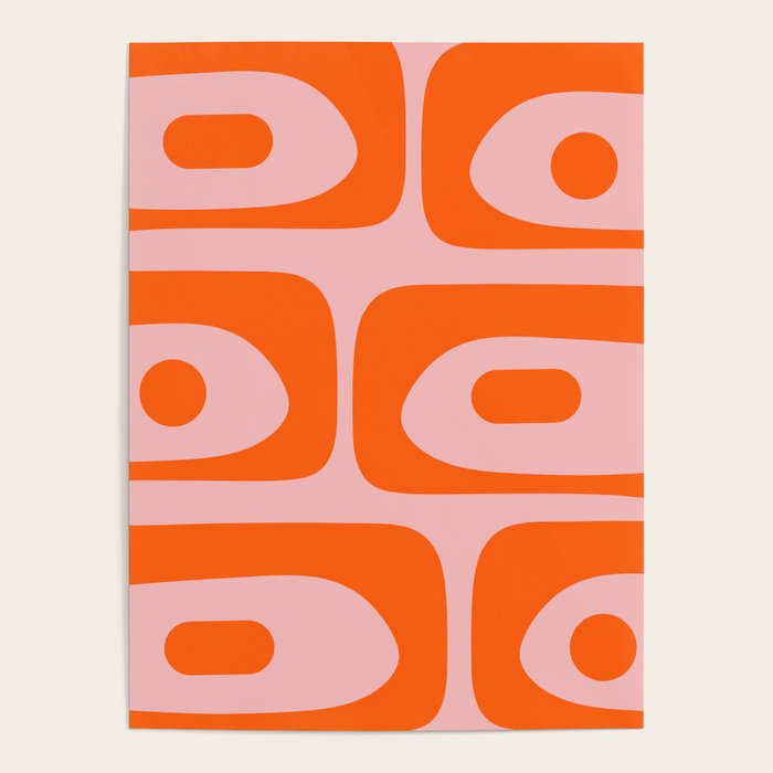 Mid Century Modern Piquet Minimalist Retro Abstract Pattern in Contemporary Orange and Pink Poster Gallery Image 4