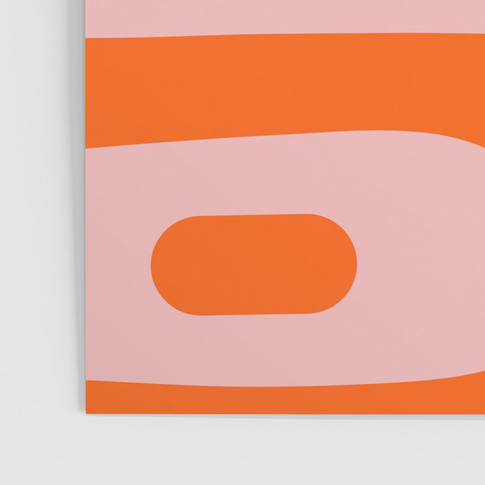 Mid Century Modern Piquet Minimalist Retro Abstract Pattern in Contemporary Orange and Pink Poster Gallery Image 3