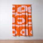 Mid Century Modern Piquet Minimalist Retro Abstract Pattern in Contemporary Orange and Pink Window Curtain Gallery Image 3