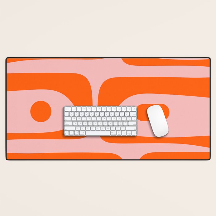 Mid Century Modern Piquet Minimalist Retro Abstract Pattern in Contemporary Orange and Pink Desk Mat Gallery Image 1
