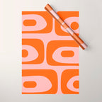 Mid Century Modern Piquet Minimalist Retro Abstract Pattern in Contemporary Orange and Pink Wrapping Paper Gallery Image 1