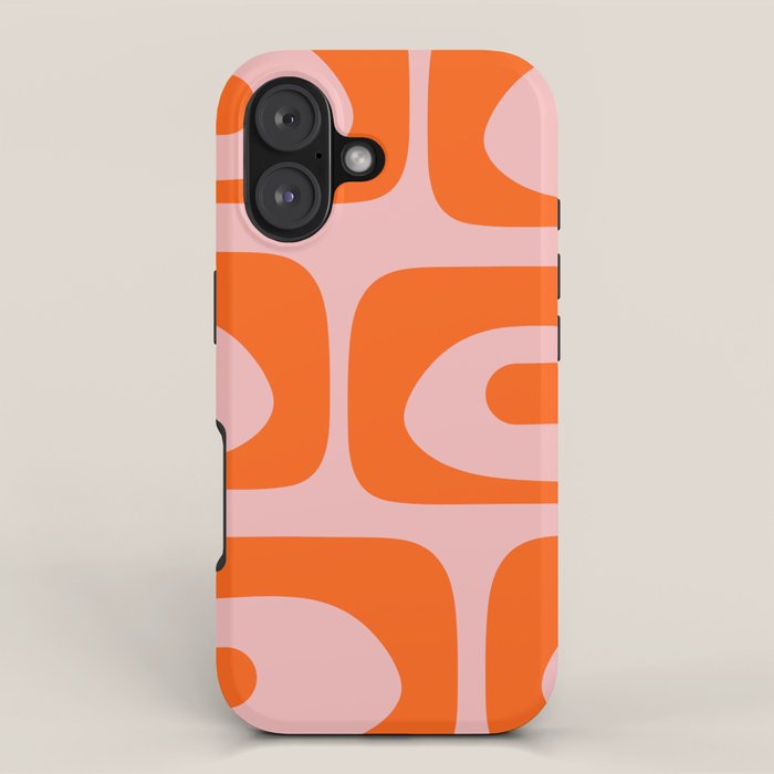 Mid Century Modern Piquet Minimalist Retro Abstract Pattern in Contemporary Orange and Pink iPhone Case Gallery Image 1