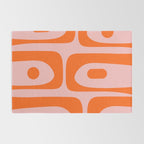Mid Century Modern Piquet Minimalist Retro Abstract Pattern in Contemporary Orange and Pink Rug Gallery Image 2