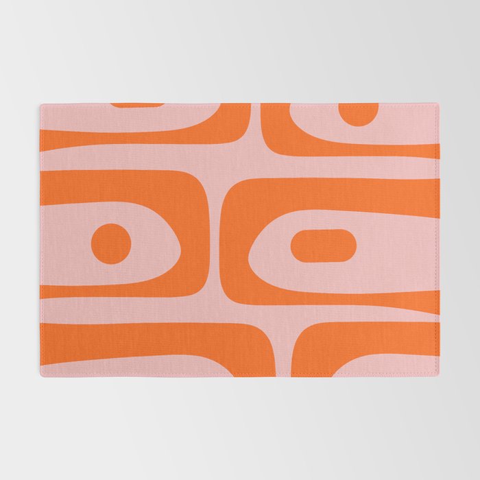 Mid Century Modern Piquet Minimalist Retro Abstract Pattern in Contemporary Orange and Pink Rug Gallery Image 2