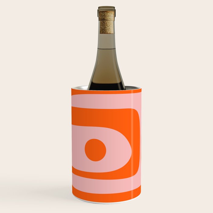 Mid Century Modern Piquet Minimalist Retro Abstract Pattern in Contemporary Orange and Pink Wine Chiller Gallery Image 2