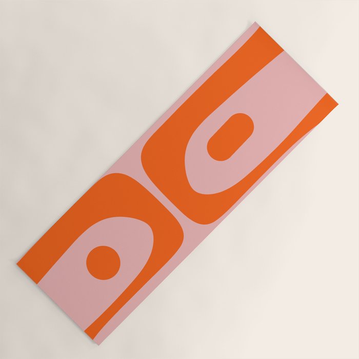 Mid Century Modern Piquet Minimalist Retro Abstract Pattern in Contemporary Orange and Pink Yoga Mat Gallery Image 1