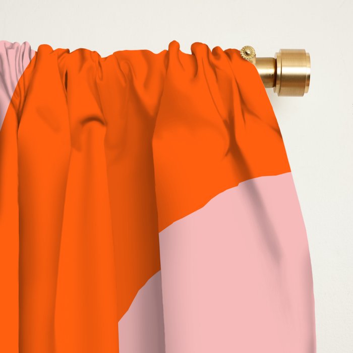 Mid Century Modern Piquet Minimalist Retro Abstract Pattern in Contemporary Orange and Pink Window Curtain Gallery Image 2