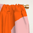 Mid Century Modern Piquet Minimalist Retro Abstract Pattern in Contemporary Orange and Pink Window Curtain Gallery Image 2