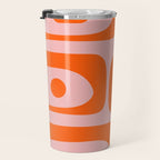 Mid Century Modern Piquet Minimalist Retro Abstract Pattern in Contemporary Orange and Pink Travel Mug Gallery Image 3