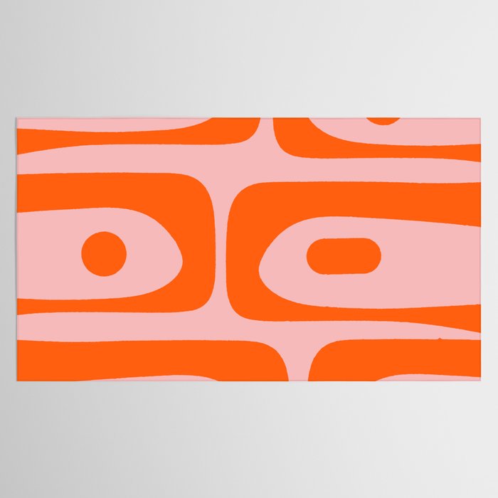 Mid Century Modern Piquet Minimalist Retro Abstract Pattern in Contemporary Orange and Pink Tablecloth Gallery Image 2
