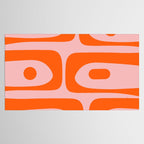 Mid Century Modern Piquet Minimalist Retro Abstract Pattern in Contemporary Orange and Pink Tablecloth Gallery Image 2