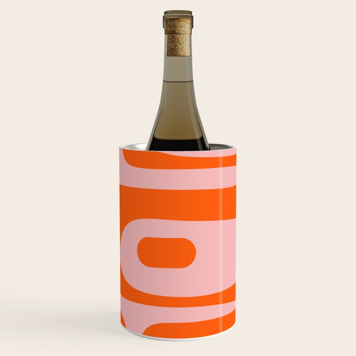 Mid Century Modern Piquet Minimalist Retro Abstract Pattern in Contemporary Orange and Pink Wine Chiller Gallery Image 3